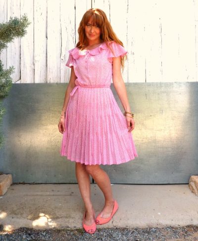 vintage dress pink eewf4 54ge3f
