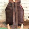 Boho leather and tribal blanket rucksack settat back