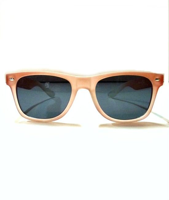 wayfarer frame sunglasses, translucent salmon pink 11