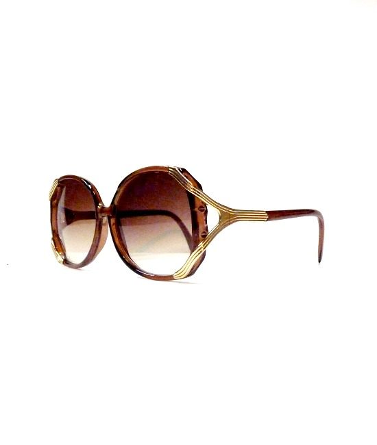 70s style gold trim sunglasses brown 22