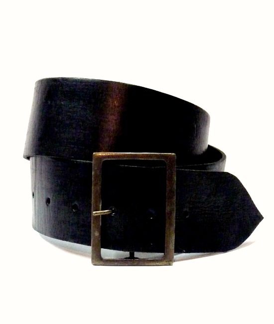 Moroccan leather boho belt plain, black 1