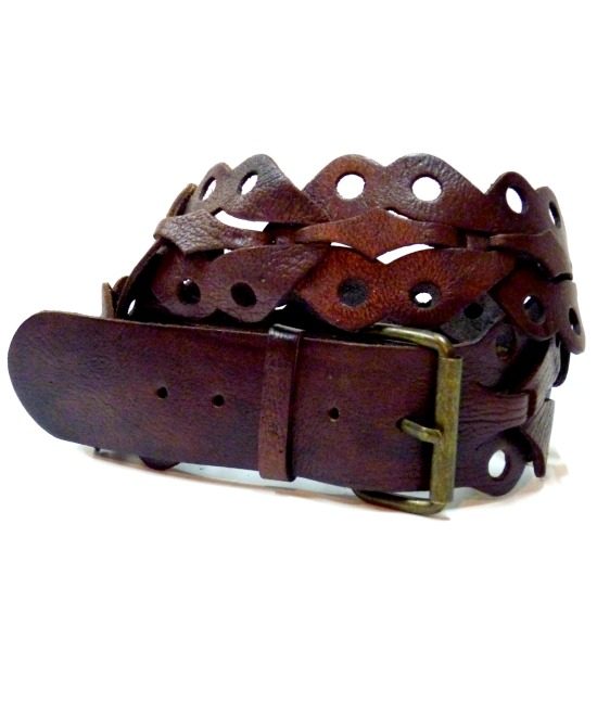 Moroccan leather link boho belt, small 1