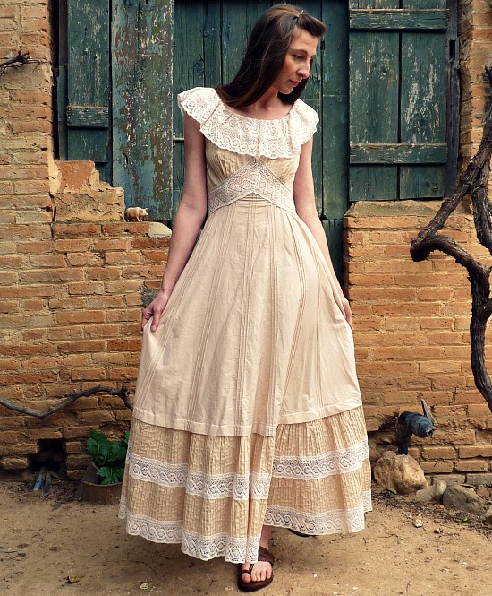 s vintage boho lace maxi dress