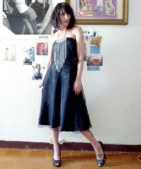 80s vintage black bodice prom dress 111
