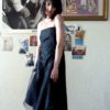 80s vintage black bodice prom dress 1111