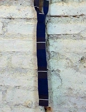 vintage skinny tie blue & grey stripe