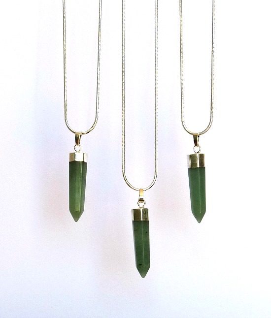 emerald quartz bullet pendant