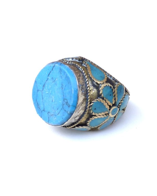 vintage chunky hippie ring turquoise 692