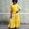 70s vintage yellow maxi dress 1