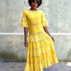 70s vintage yellow maxi dress 2