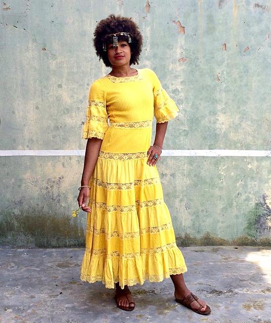 70s vintage yellow maxi dress 7