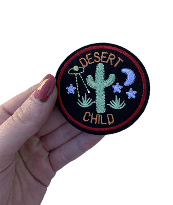 Black ‘Desert Child’ cactus iron on patch 1