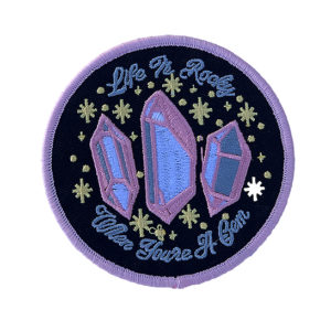 ‘Life is rocky when you’re a gem’ pale pink iron-on patch