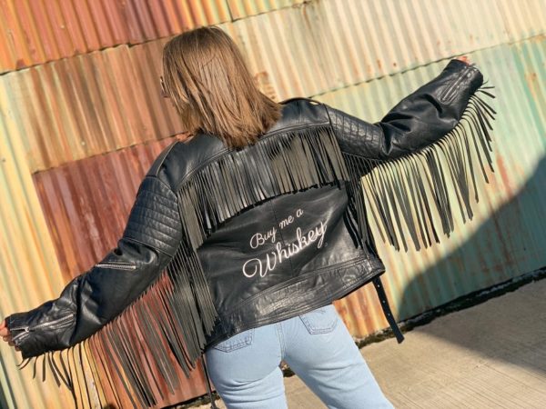 Vintage leather biker tassle jacket customised 6