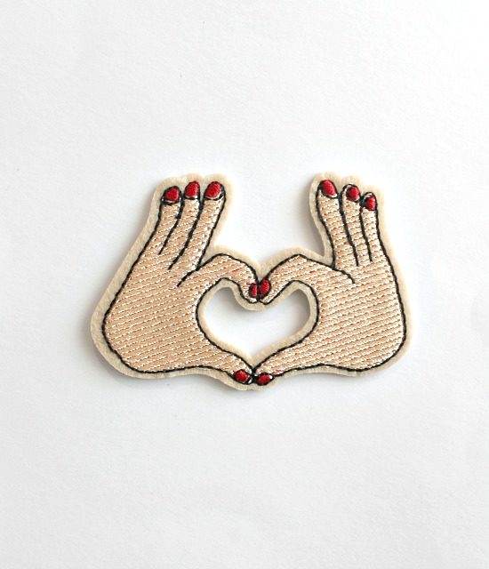 Hand heart iron on patch 1