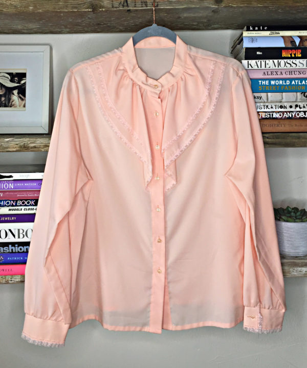 70s vintage ruffle blouse salmon pink