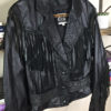 80s vintage black leather tassel jacket paisley 1