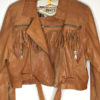 80s vintage tan leather tassel jacket 1