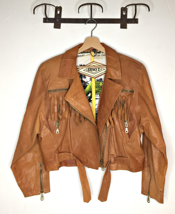 80s vintage tan leather tassel jacket 11